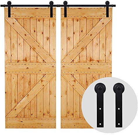 365cm/12FT Schiebetürsystem Schiebetürbeschlag Laufschiene Schiebetür, schiebetürbeschlag holztür - Sliding Barn Wood Door Hardware For Double Door