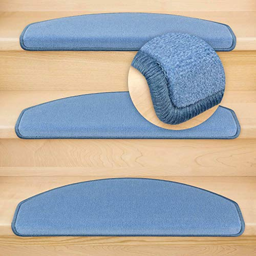 Kettelservice-Metzker Stufenmatten Vorwerk Uni Einzeln oder im Sparset Halbrund Taubenblau - 14 Stück Halbrund 65cm x 24cm