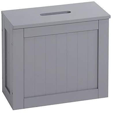Taylor & Brown Multi-Purpose Wooden Bathroom Storage Unit, Laundry Hamper Toilet Cleaning Tidy Box Unit Cupboard (Grey)