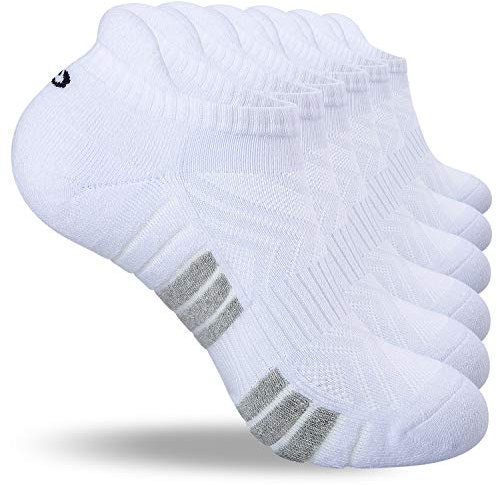coskefy Running Socks Thick Cushion Ankle Anti-Blister Cotton Trainer Short Athletic Sports Socks for Men Women 6 Pairs