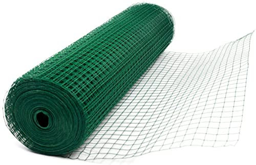 Green PVC Coated Welded Mesh Fence Wire for Garden Fencing Guard Barrier 4 Sizes Mesh Size 0.9mm Diameter Galvanized Wire Fence Roll Poultry Netting Chicken Wire Hardware Cloth 1 Squares (0.9 x 45M)