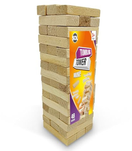 Lot de 48 mini tours de culbute, blocs empilables en bois, divertissement amusant pour enfants et adultes, jeux classiques de famille intérieur et extérieur, jeux de voyage