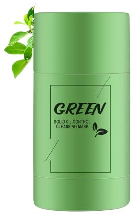 Grüner Tee Maske Stick für Gesicht, reinigende feste grüne Tonstick-Maske zum Entfernen von Mitessern, Anti-Akne-Öl-Kontrolle & porentiefe Reinigung für alle Hauttypen Frauen und Männer