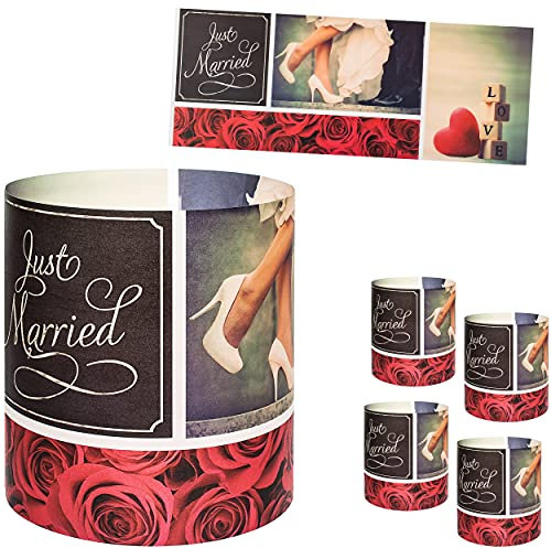 alles-meine.de GmbH 10 Stück - kleine Tischlichter Motiv frei wählbar Hochzeit - Just Married 10 cm - Licht - für Teelichter/Batterie LED Lichter & Kerzen - Windlicht - T..