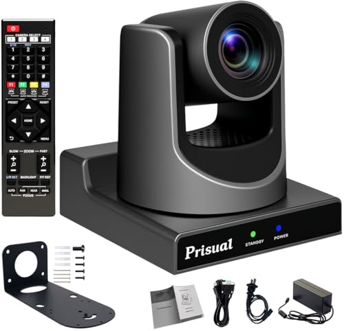 Prisual NDI PTZ Camera Gen 5, 30X Optical Zoom, AI Auto Tracking, 3G-SDI USB LAN PoE HDMI PTZ Camera for Church Broadcast Education Events (Official NDI 6 & NDI HX3 Certified) TEM-30N PRO