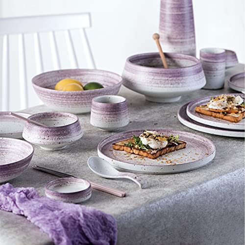 Brigtviee Juegos de Vajillas Porcelana para 4 Personas, 20 Piezas Vajillas Completas Modernas Juego de Café con Platos Llanos, Platos de Postre, Cuencos, Tazas y Cucharas, Aptas para el Lavavajillas