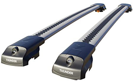 Thunder Carrier TRX1 Roof Rack For SKODA KODIAQ SUV 2017-ONWARD Grey Aluminium Roof Rack Cross Bars Lockable - Fit Raised Side Rails Roof Rails Cross Bar, Rail Carrier