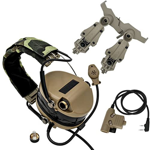 TS TAC-SKY CS Outdoor Tactical Paintball Games Casque Anti-Bruit avec Adaptateur pour Casque Arc Rail et PTT U94 (Color : CB)