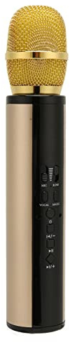 Trådlös Bluetooth-Mikrofon, 3 i 1 Bärbar Handhållen Mikrofonhögtalare, Trådlös Stereo Karaokemikrofon med Inspelning, Brusreducerande Handhållen Mikrofon för Smartphone-dator (Guld)