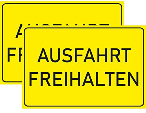 INDIGOS UG - Schilder - 300x200 mm - Schild 2 Stück - Ausfahrt freihalten - Aluverbundplatte - für Garage, Hotel, Parkplatz, Schule, Carport, Firma