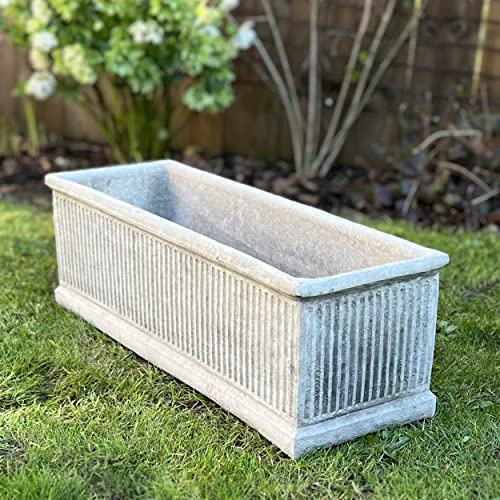 STONE TROUGH OUTDOOR PLANTER WITH DRAINAGE HOLE CONCRETE GARDEN ORNAMENT HERB PLANTER PLANT POT
