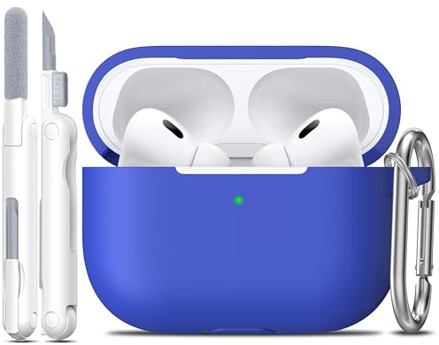 R-fun für AirPods Pro 2 Hülle Weiche Silikon -Blau | Kompatibel mit AirPods Pro 1st/2nd Gen. (2019/2022/2023), Reinigungsset & Schlüsselanhänger inkl., Unisex, Rundumschutz