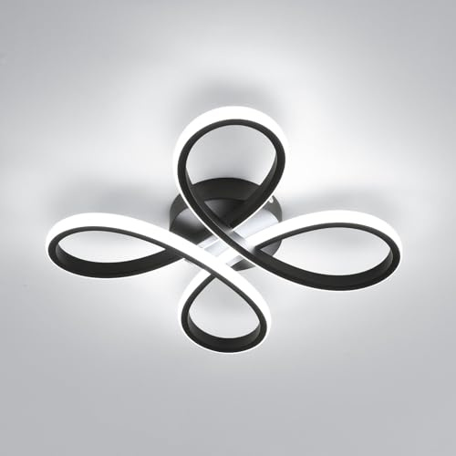 Comely Plafonnier LED Moderne, Lampe de Plafond 30W 3375LM, Luminaire Plafonnier Forme de Fleur pour Couloir, Balcon, Chambre, Salon, Salle à Manger, Lumière Blanche 6500K, 30cm, Noir
