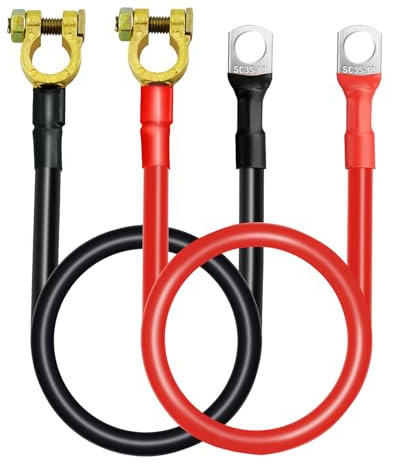 CHENGPI Batterie Wechselrichter Kabel mit Batterieanschlüssen 50cm 25 mm² 3 AWG(max. 125 A) 12V-24V,Batteriekabel mit Batterieklemmen Steckern für Auto,LKW,Motorrad,Solar,Marine