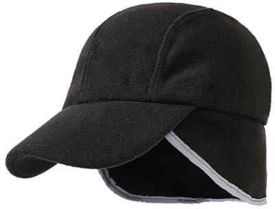 JAWSEU Homme Casquette de Baseball d'hiver avec Oreillette Pliante Casquette d'hiver en Laine Epaisse Thermique Casquette Baseball avec Cache Oreille Coupe-Vent Anti-Neige Baseball Cap Chaude