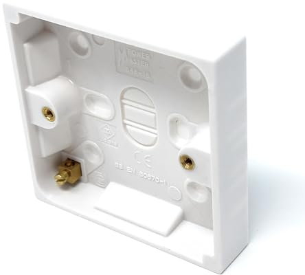 1 Gang Surface Mount Back Box Pattress Box 16mm x 85mm x 85mm White 1pcs