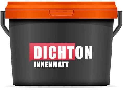DICHTON Matte Innenwandfarbe 2,5l in Anthrazitgrau - Wand & Deckenfarbe, Innendispersion Wandfarbe abriebfest, tropf & spritzfrei, hohe Deckkraft, ökologisch, lösemittelfrei - InnenMatt D.70W