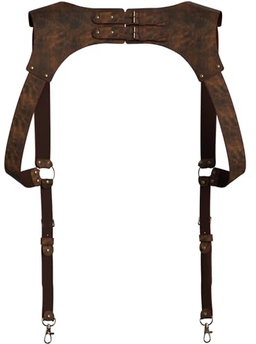 Voolup Hosenträger aus echtem Leder für Herren, Leder-Hosenträger im Vintage-Stil, handgefertigt