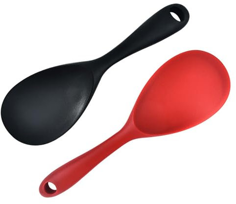 Antihaft Reiskocher Reislöffel, Silikon Reislöffel, Servierlöffel Silikon, Silikon Kochlöffel Für Kartoffelpüree, 2 Stück Reis Kocher Kochlöffel, Vertikaler Reislöffel, Reiskocher LöFfel Langlebiger