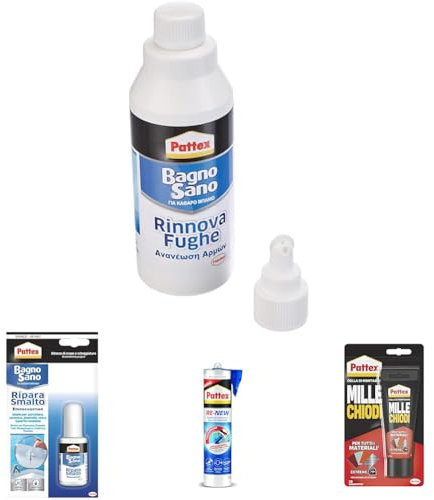 Pattex Bagno Sano Rinnova Fughe, Silicone riempitivo bianco per rinnovare tra le piastrelle, con applicatore a rotella, 1x125ml