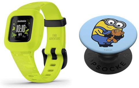 Garmin vivofit Jr.3 Fitness Tracker for Kids, Swim-Friendly, Up To 1-year Battery Life, Adjustable watch band, Digi Camo & PopSockets: PopGrip - Expanding Stand and Grip