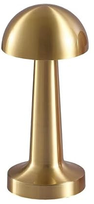 TRIXES Rechargeable Mushroom Table Lamp – Antique Gold Finish – LED Light | Dimmable Bistro Lamp with 3-Colour Modes – Portable Ambient Light for use Throughout the Home, and Garden – USB Chargeable
