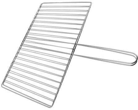 TOGEVAL Robuster Fischgrill aus Edelstahl mit Vertikalem Design Ergonomischer Griff und Netzstruktur für Camping und Grillen von Fisch und Garnelen im Freien