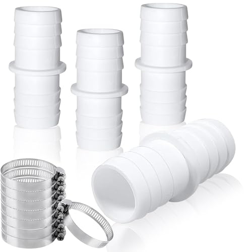 LXYYDS 4 Stück Pool Schlauchverbinder, 32mm auf 32mm ø Set, mit 8 x Schlauchschellen, für Pool, Garten