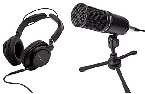 Msuiiixcccc Podcast MIC Pack Microphone and ZHP-1 Headphone Recording Set with Mic Stand for Professional Sounding Podcast