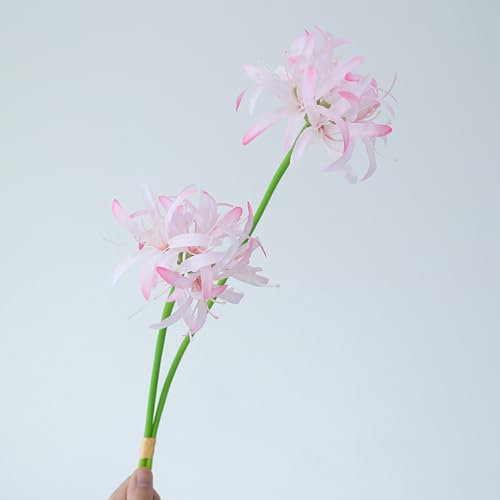 KIJING Lot de 3 tiges artificielles de lys d'araignée rouge, bouquet de lycoris synthétique pour arrangements floraux de mariage, décoration de la maison (rose clair)