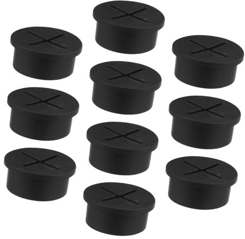 STOBOK 10pcs Round Plastic Wiring Hole Covers Cable Cord Grommets Desk Cable Management Wire Hole Plugs for Office and Home Desk Organization 25mm Black