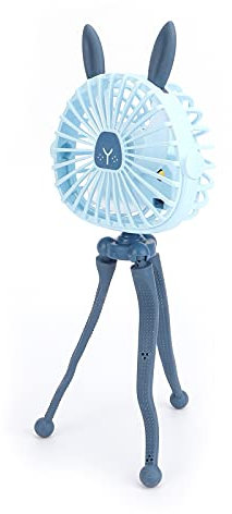 ZASCHMOY Mini Ventilador de Hands Corredor Trípode Flexible de Trípode de bajo Ruido Noche de Luz USB Ventilador Recargable para Coche de Oficina (BLUE)