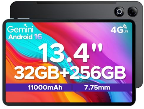 TAB G6 MAX Android 16 Tablets, 13.4 inch FHD+ Tablet, 11000mAh, 32GB RAM + 256GB ROM/2TB, 90Hz IPS Screen Android Tablets, Octa-core Gaming tablet, 5G Wifi/Widevine L1/Face ID/OTG, Black