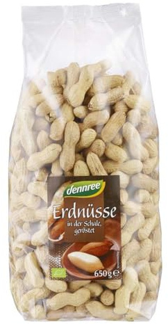 dennree Erdnüsse in der Schale, geröstet, 650g