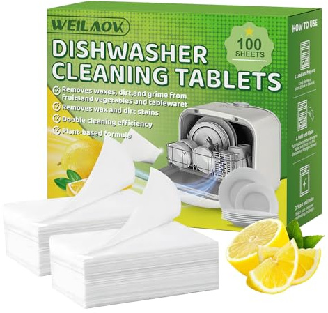 Dishwasher Sheets, Eco Dishwasher Tablets, Natural dishwasher Tablets, Plant-Based, Leaving Dishes Sparkling Clean Lemon Scent, 100 Washes