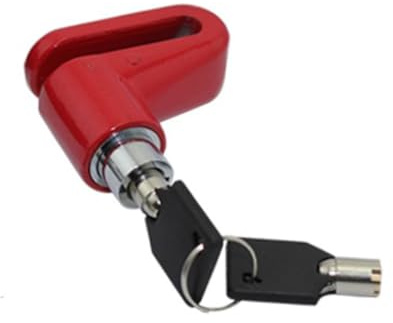TOBBOMEY Verrou Disque Frein Robuste Rouge pour Vélo Scooter et Moto Mini Verrou Rotatif avec Clés Résistant pour Freins à Disque Couleur Aléatoire