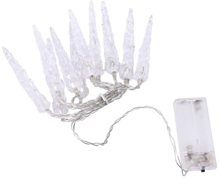 SAFIGLE Eiszapfen Lichterkette 59.06In 10 Led Warmweiß Batterie Beleuchtung Für Innen Und Außen Weihnachtsdeko Garten Terrasse Party