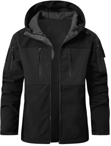 Chamarras Para Hombre Winter Trench Coat Men Big And Tall Zip Up Hoodie Fleece Tactical Vintage Breathable Jacket Windbreak Men's Sport Coats & Blazers Chamarras Para Hombre Para El Frio Black Xl