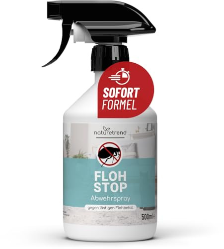 naturetrend Effektives Flohspray 500ml – Sofortschutz gegen Flöhe bei Befall & vorbeugend mit Langzeitschutz, Flohmittel für Wohnung, Möbel I Anti-Floh-Spray