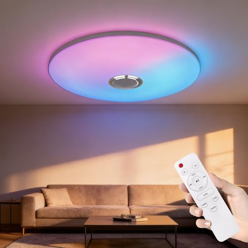 YRHome 72W RGB LED Deckenleuchte Dimmbar Deckenlampe IP44 Wasserfest Modern Schlicht Lampe Flach Rund Badezimmer Lampe Ultra Dünn Farbwechsel für Schlafzimmer Balkon Keller Büro