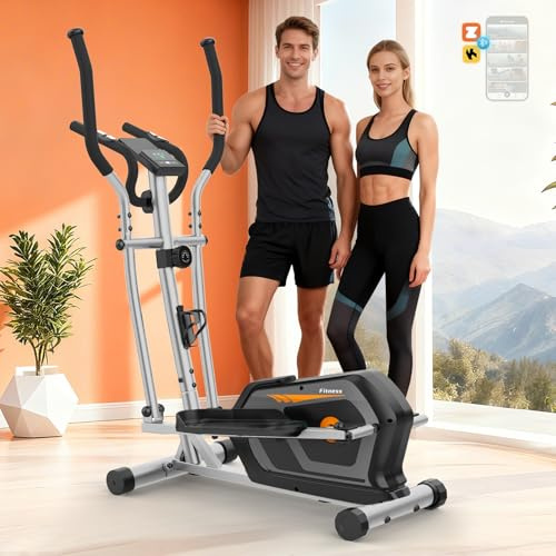 Bicicleta Elíptica para Casa con 16 Niveles de Resistencia,Monitor LCD