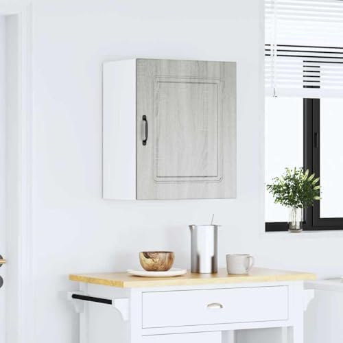 Plumbpyr köksväggskåp Kalmar grå Sonoma trämaterial 50 x 31 x 60 cm med gott om lagringsutrymme och dörrar för kök matsal hall, robust material, praktisk förvaring för porslin tallrikar krukor