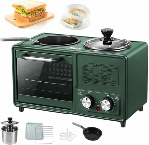 Frukostmaskin 4-i-1 multifunktionell station med non-stick stekpanna och kokkärl, 8 l bakplats för camping eller hemmatlagning