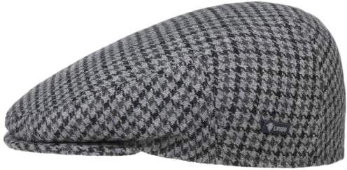 Lipodo Inglese Flatcap Schirmmütze Hahnentritt Made in Italy Damen Herren Sommer Winter grau-schwarz 53 cm