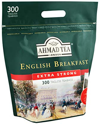 Ahmad Tea - English Breakfast - Té de desayuno negro - Assam & Ceilán - Bolsas de té inglesas sin cinta con 2 g de té por porción - Paquete grande de 300 bolsitas de té