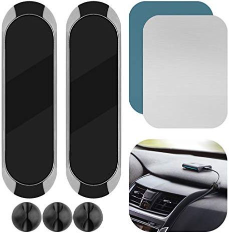 GEEKRIA 2er-Pack magnetische Autohalterungen für Armaturenbrett, Aluminiumhalter mit Klebepads, kompatibel mit Echo Auto und Mobiltelefonen, Silber