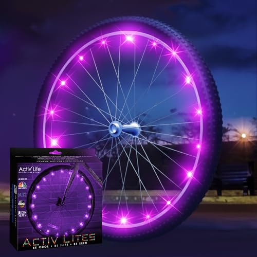 Activ Life Bike Wheel Lights, LED Bicycle Wheel Lights for Bike Wheels & Tire Spokes, Fits Both Kids and Adult Bikes, Summer Fun Accessories & Gifts for Kids & Teens, 1 Pack (1 Wheel), Purple