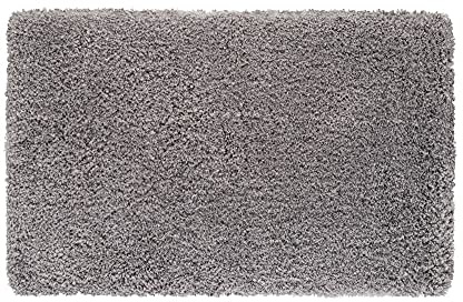 PANA Vienna Premium Badematte • Hochfloor Badvorleger • Duschvorleger • WC-Teppich • rutschfest • saugstark • Größe: 60 x 100 cm • Farbe: Grau