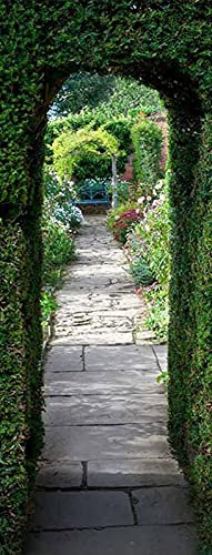 A.Monamour 3D Door Stickers for Interior Doors Yew Arch Green Plants in English Garden Vinyl Waterproof Self Adhesive Door Mural Decals for Bedroom Office Bathroom 90 x 200 cm