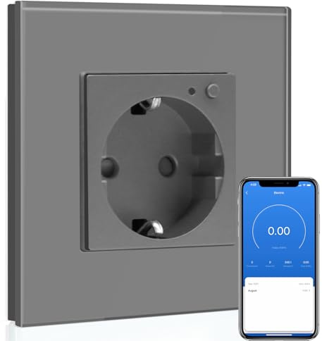 BSEED WLAN Smart Steckdose 16A mit Strommessung,1 Fach Intelligente Steckdose mit Verbrauchsmessung und Energiekosten-Messer,arbeitet mit Amazon Alexa,Google Home,Timerfunktion Grau